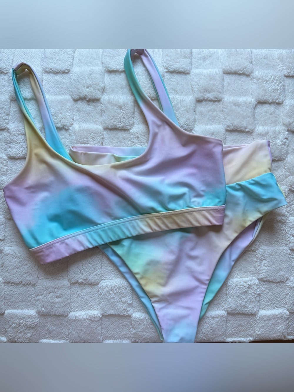 Pastel Tie-Dye Scoop Bikini Set – Soft Rainbow